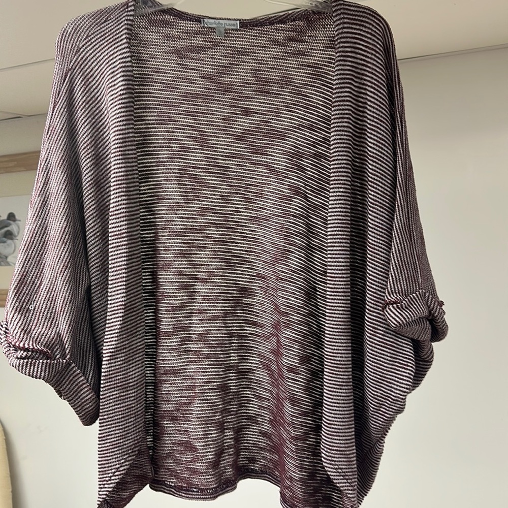 Charlotte Russe batwing cardigan size large purple and white stripe